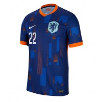 Holandsko Denzel Dumfries #22 Vonkajší futbalový dres ME 2024 Krátky Rukáv
